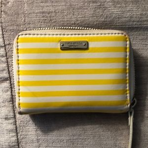 Kate Spade yellow and white striped wallet